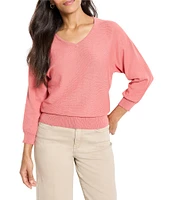 NIC + ZOE Easy Knit V-Neck Dolman 3/4 Sleeve Top