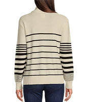 NIC + ZOE Easy Stripe Half Zip Long Sleeve Sweater