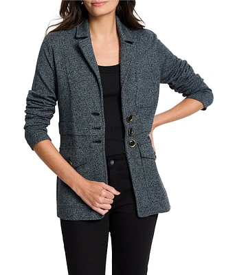 NIC + ZOE Editor Knit Notch Lapel Long Sleeve Patch Pocket Blazer