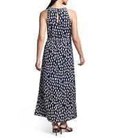 NIC + ZOE Embellished Starry Sky Becca Round Neck Sleeveless Fit-And-Flare Midi Dress