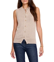 NIC + ZOE Essential Knit Round Neck Sleeveless Button Front Vest Top