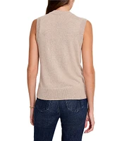 NIC + ZOE Essential Knit Round Neck Sleeveless Button Front Vest Top