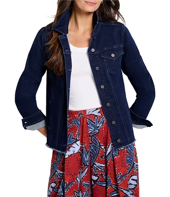 NIC + ZOE Essential Point Collar Long Sleeve Snap Front Denim Jacket