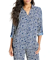 NIC + ZOE Etched Angles Point V-Neck Long Sleeve Button Front Coordinating Top