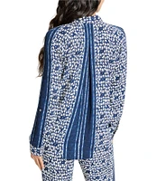 NIC + ZOE Etched Angles Point V-Neck Long Sleeve Button Front Coordinating Top