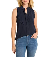 NIC + ZOE Falling Chiffon Woven Ruffle Collar Sleeveless Tank