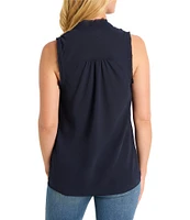NIC + ZOE Falling Chiffon Woven Ruffle Collar Sleeveless Tank