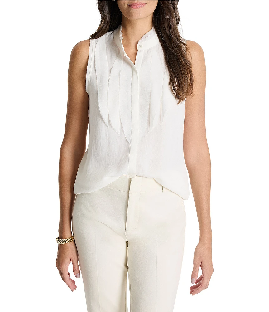NIC + ZOE Falling Chiffon Woven Ruffle Collar Sleeveless Tank