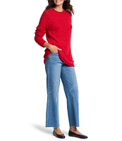 NIC + ZOE Femme Cable Knit Round Neck Long Sleeve Sweater