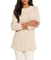 NIC + ZOE Femme Cable Knit Round Neck Long Sleeve Sweater