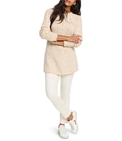 NIC + ZOE Femme Cable Knit Round Neck Long Sleeve Sweater