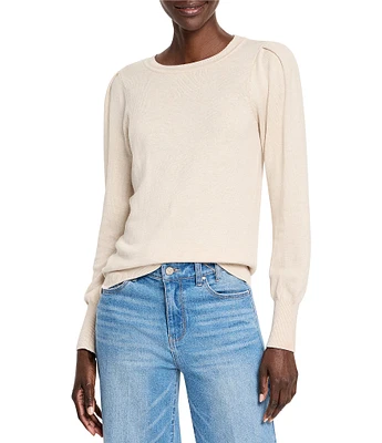 NIC + ZOE Femme Knit Round Neck Long Sleeve Pleat Detail Sweater