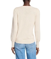 NIC + ZOE Femme Knit Round Neck Long Sleeve Pleat Detail Sweater