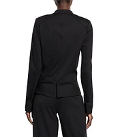 NIC + ZOE Femme Ponte Knit Stand Collar Long Sleeve Button Front Jacket