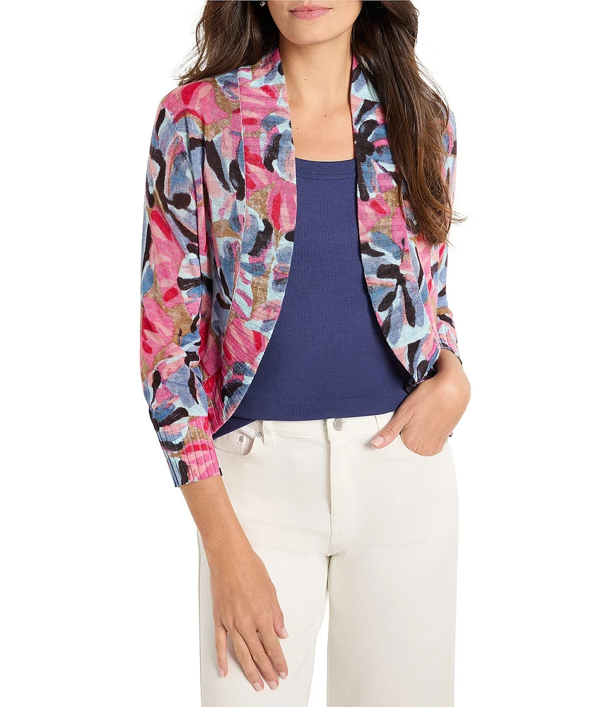 NIC + ZOE Firework Foliage Open Front 3/4 Sleeve Bolero Cardigan