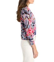 NIC + ZOE Firework Foliage Open Front 3/4 Sleeve Bolero Cardigan