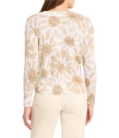 NIC + ZOE Floral Hint Knit V-Neck Long Sleeve Top