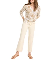 NIC + ZOE Floral Hint Knit V-Neck Long Sleeve Top