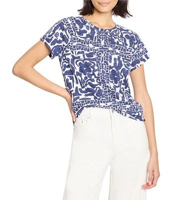 NIC + ZOE Floret Blues Crew Neck Short Sleeve Tee