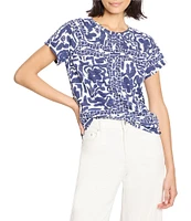 NIC + ZOE Floret Blues Crew Neck Short Sleeve Tee