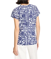 NIC + ZOE Floret Blues Crew Neck Short Sleeve Tee