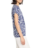 NIC + ZOE Floret Blues Crew Neck Short Sleeve Tee