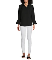 NIC + ZOE Flowing Ease Point Collar Long Sleeve Easy Top