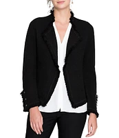 NIC + ZOE Fringe Trim Lapel Long Sleeve Snap Cuff Open Front Jacket