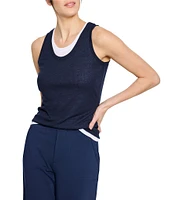 NIC + ZOE Gauzy Double Layer Round Neck Sleeveless Double Layer Tank