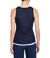 NIC + ZOE Gauzy Double Layer Round Neck Sleeveless Double Layer Tank