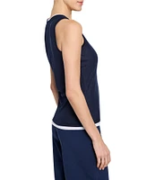 NIC + ZOE Gauzy Double Layer Round Neck Sleeveless Double Layer Tank