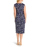 NIC + ZOE Geo Pebble Knit Boat Neck Sleeveless Side Ruche Dress