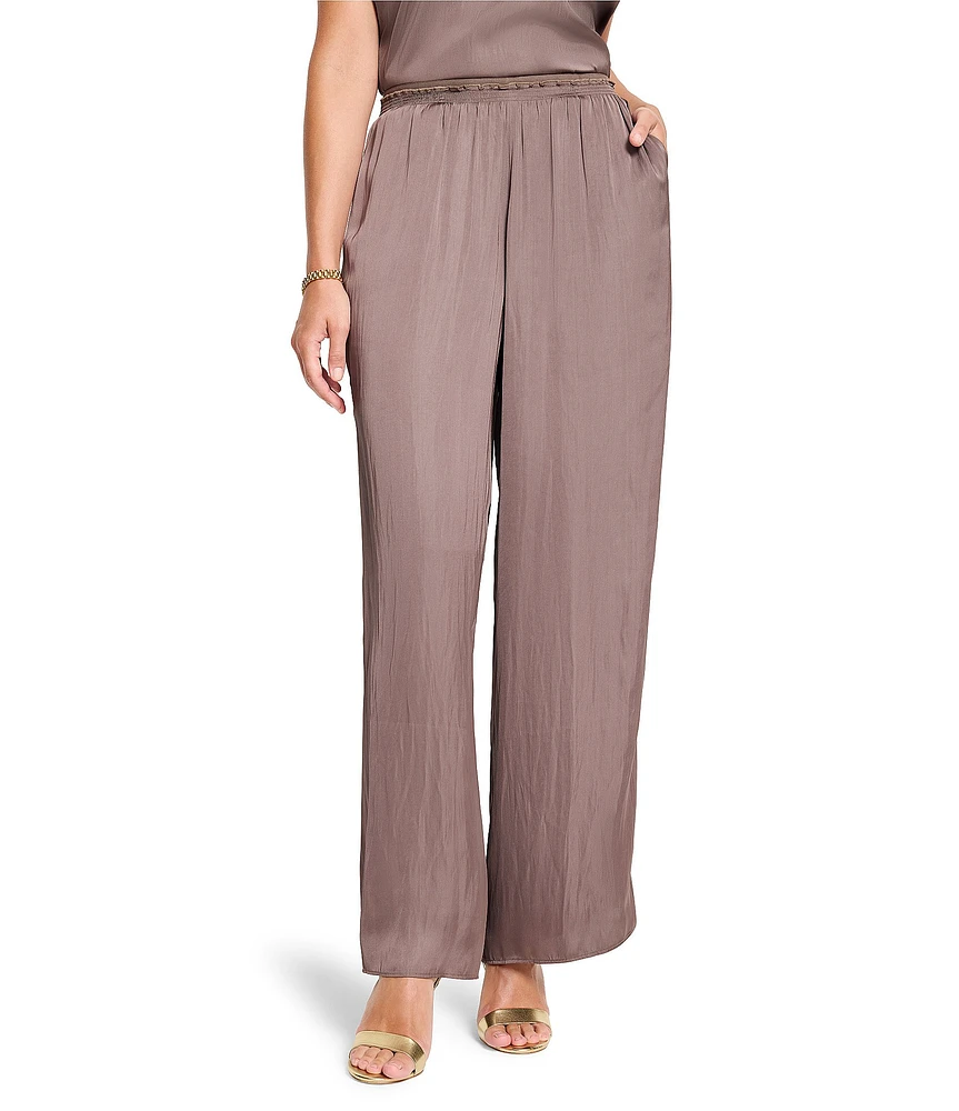 NIC + ZOE Glossy Sheen Elastic Waist Straight Leg Coordinating Pull-On Pants