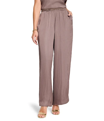 NIC + ZOE Glossy Sheen Elastic Waist Straight Leg Coordinating Pull-On Pants