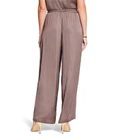 NIC + ZOE Glossy Sheen Elastic Waist Straight Leg Coordinating Pull-On Pants