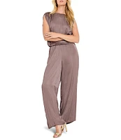NIC + ZOE Glossy Sheen Elastic Waist Straight Leg Coordinating Pull-On Pants