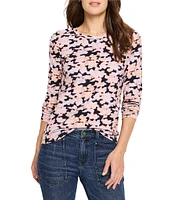 NIC + ZOE Glow Up Floral Print Crew Neck Long Sleeve Tee