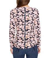 NIC + ZOE Glow Up Floral Print Crew Neck Long Sleeve Tee