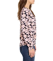 NIC + ZOE Glow Up Floral Print Crew Neck Long Sleeve Tee