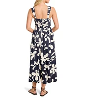 NIC + ZOE Glowing Flower Sarah Square Neck Sleeveless Fit-And-Flare Midi Dress