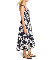 NIC + ZOE Glowing Flower Sarah Square Neck Sleeveless Fit-And-Flare Midi Dress