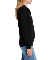 NIC + ZOE Half Button Point Collar Long Sleeve Polo Top