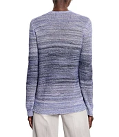 NIC + ZOE Hazy Shades Knit V-Neck Long Sleeve Crochet Detail Sweater