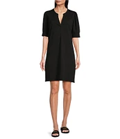 NIC + ZOE Henley Split V-Neck Elbow Puff Sleeve Dress