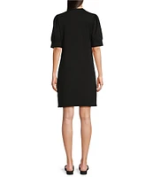 NIC + ZOE Henley Split V-Neck Elbow Puff Sleeve Dress
