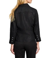 NIC + ZOE Iconic Woven Point Collar V-Neck 3/4 Sleeve Tie Front Shirt