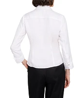 NIC + ZOE Iconic Woven Point Collar V-Neck 3/4 Sleeve Tie Front Shirt