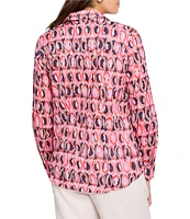 NIC + ZOE Ikat Rings Collar V-Neck Long Sleeve Button Front Shirt