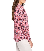 NIC + ZOE Ikat Rings Collar V-Neck Long Sleeve Button Front Shirt