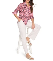NIC + ZOE Ikat Rings Collar V-Neck Long Sleeve Button Front Shirt